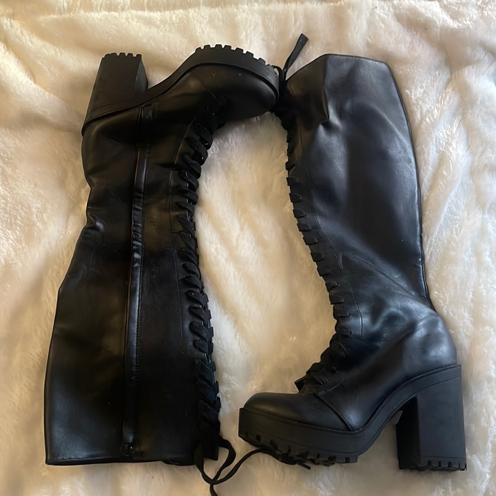 Black knee high boots
